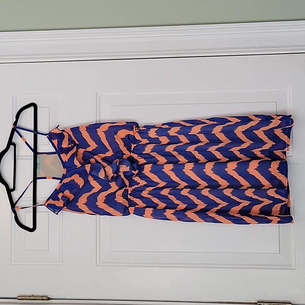 Karlie Orange and Blue Sun Dress